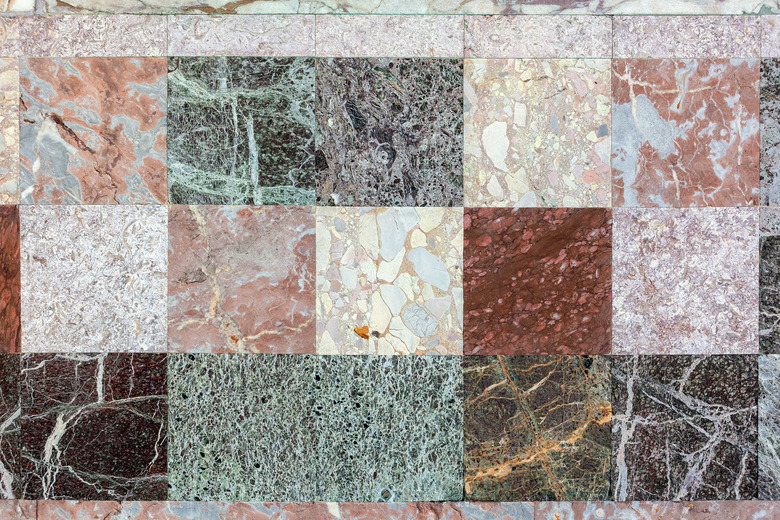 A closeup of the texture of a beautiful multi-colored marble