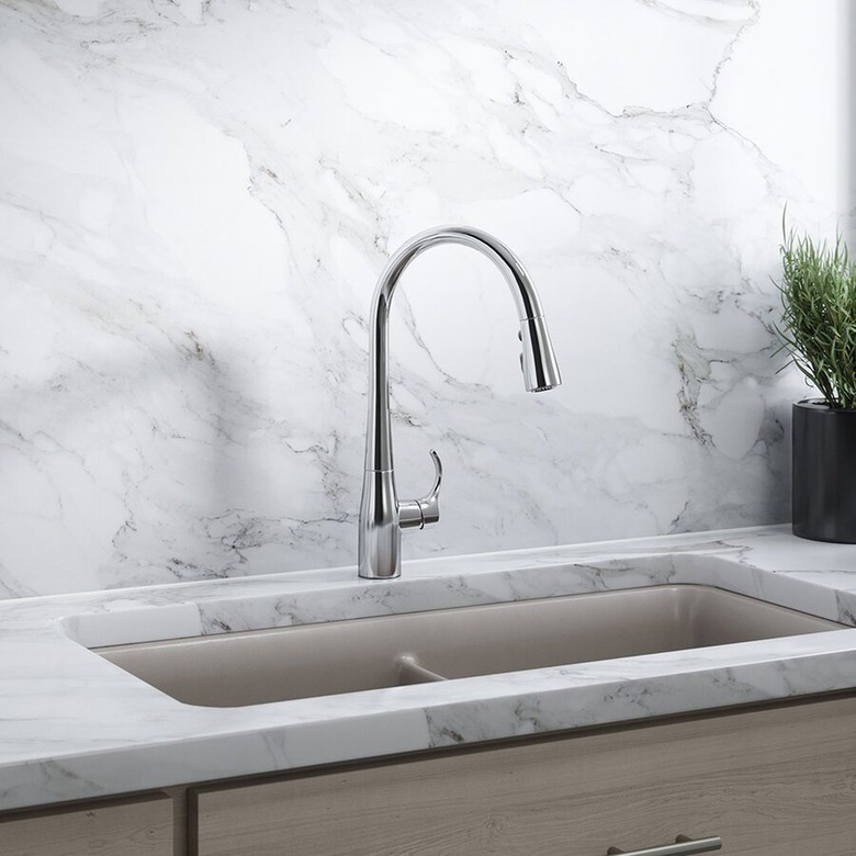 A touchless kitchen faucet