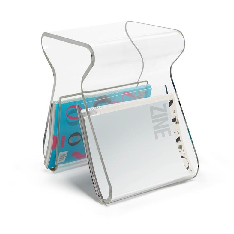 Umbra Magino Acrylic Side Table with magazines