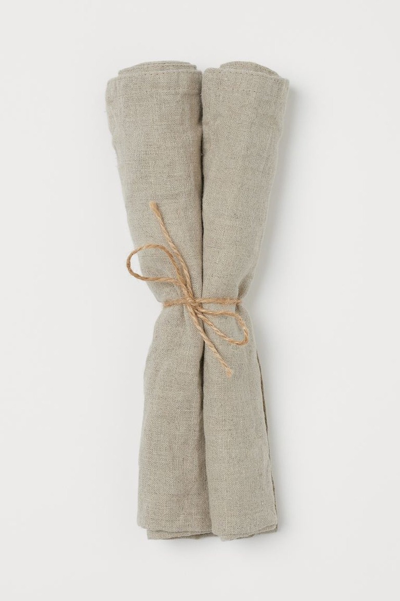 Two Neutral Solid Linen Napkins