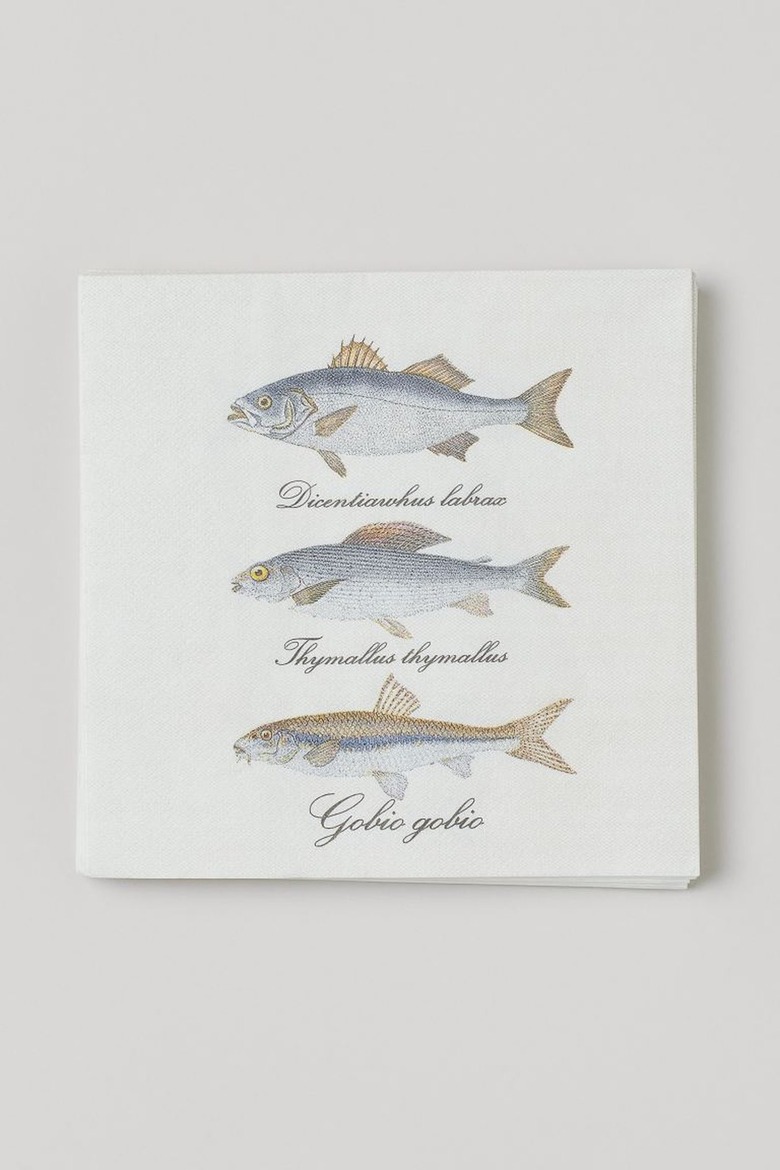 paper napkins with fish on them