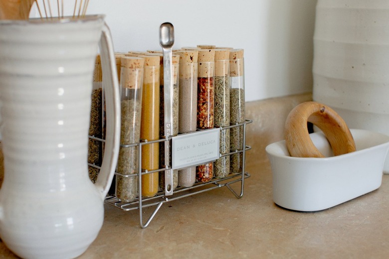 extra kitchen storage ideas - test tube spice rack