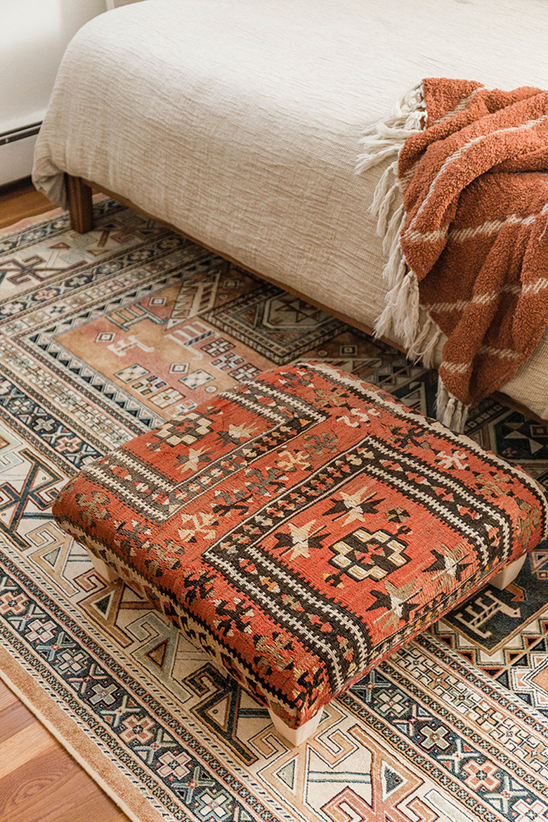 This patterned DIY ottoman is one of a kind!