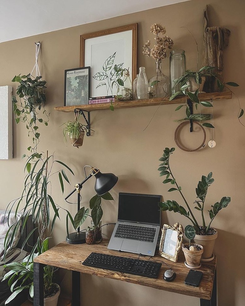 home office space with lots of plants