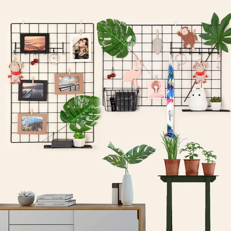 black photo grid on wall