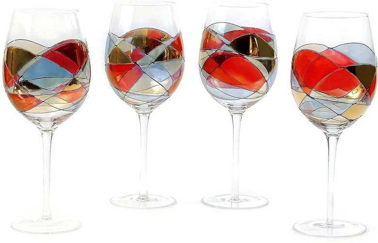 Colorful stemmed wine glass set