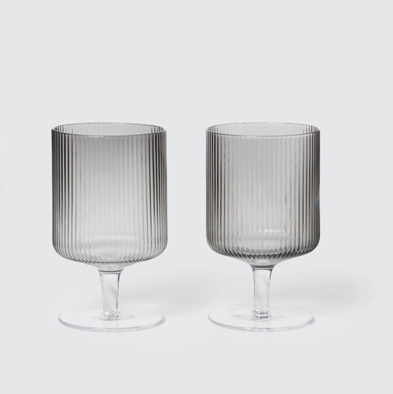 Ribbed wine glasses