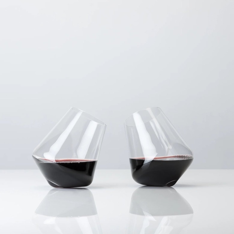 Wine glasses on side