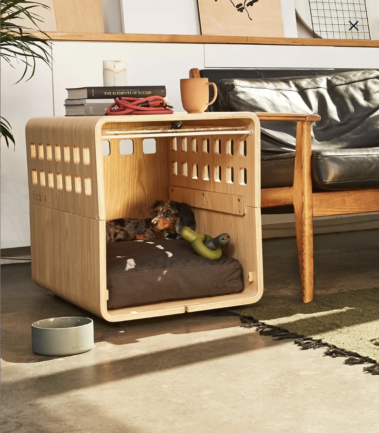 wood dog bed side table