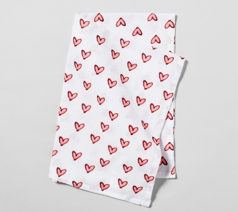Valentine's Day heart flour sack kitchen towel