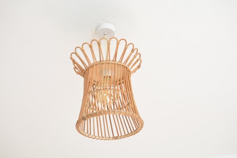 Pendant light made from IKEA bohemian basket.