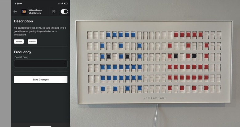 white vestaboard on wall