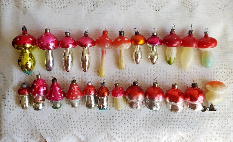 Vintage mushroom ornaments
