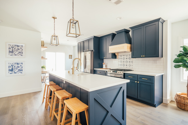 kitchen with brown floors