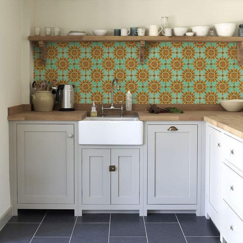 Mediterranean wallpaper backsplash