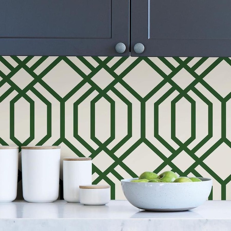 green and white trellis peel and stick wallpaper