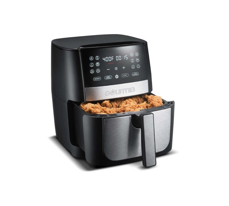 airfryer with fried chicken in it