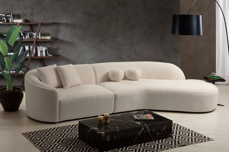 curved boucle sofa