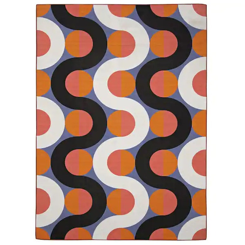 Linon Home Decor orange and pink washable rug