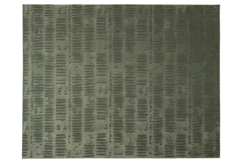 Green textured washable area rug