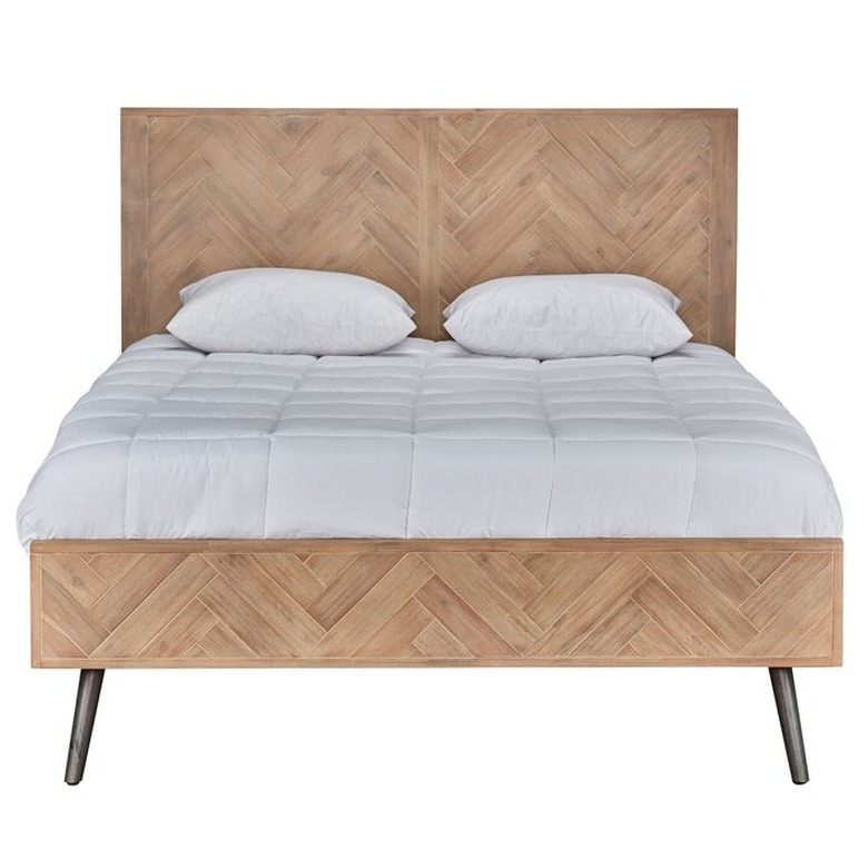 herringbone pattern platform bed
