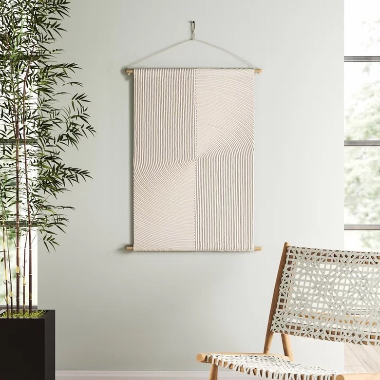 white abstract wall hanging