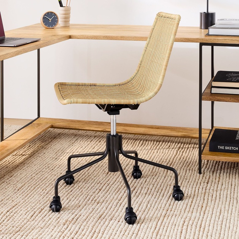 wicker swivel desk chair