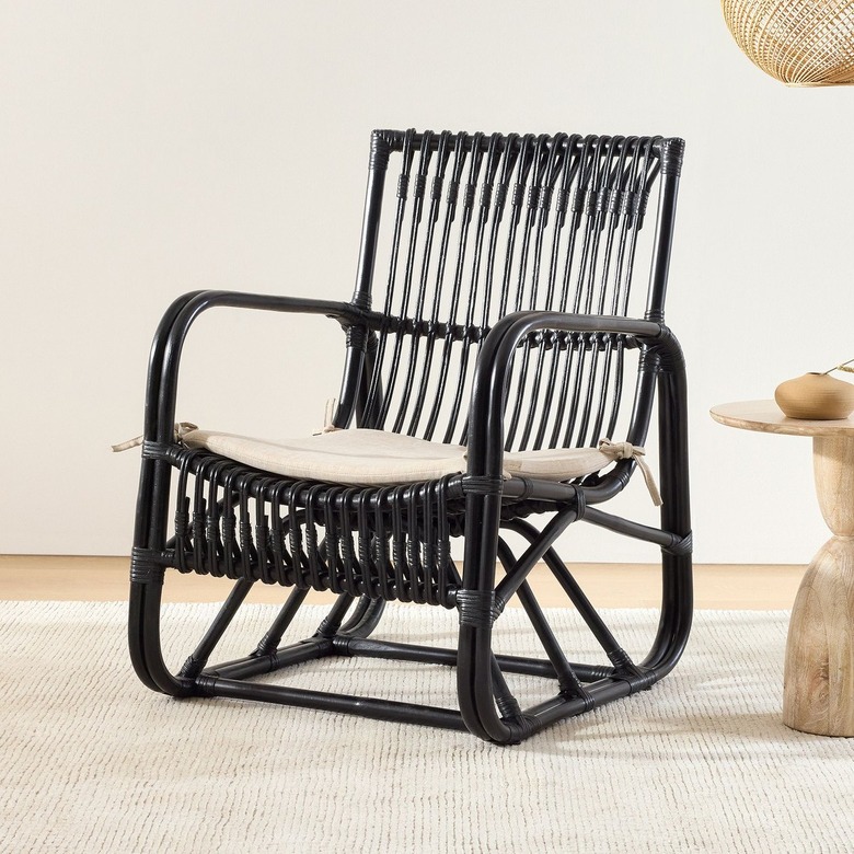 black rattan rocking chair