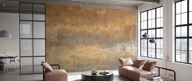 Room with textured golden bronze accent wall