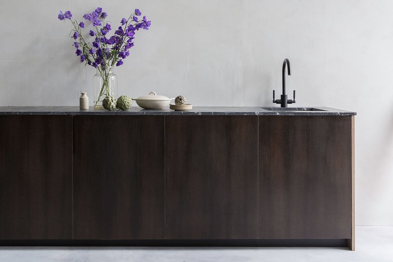 Countertops with Oak Cabinets in smoked european oak kichen cabinets with grantie countertop