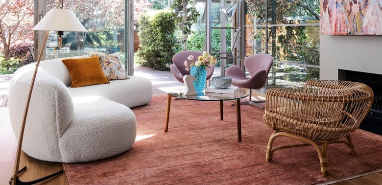 living room with garnet rug