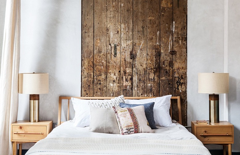 gray room with brown accents