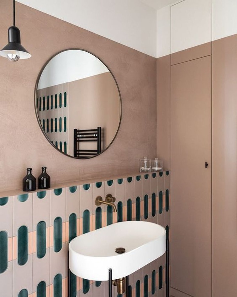 taupe and teal bathroom color idea