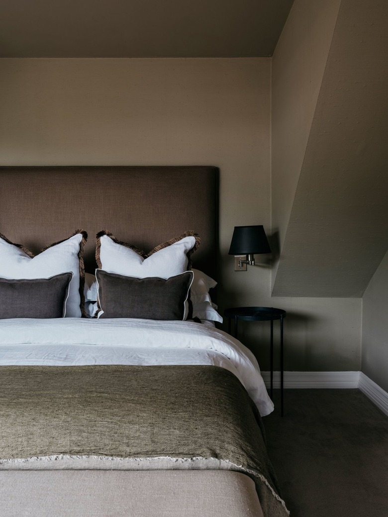 taupe bedroom with brown accents