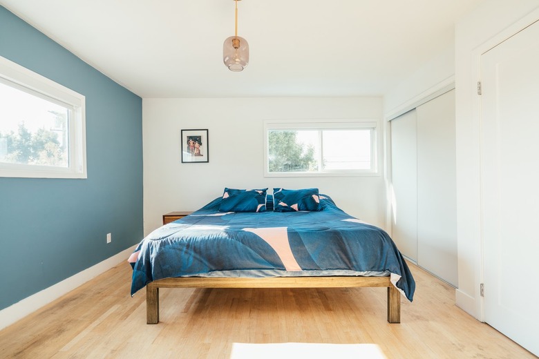 Bedroom with teal walls