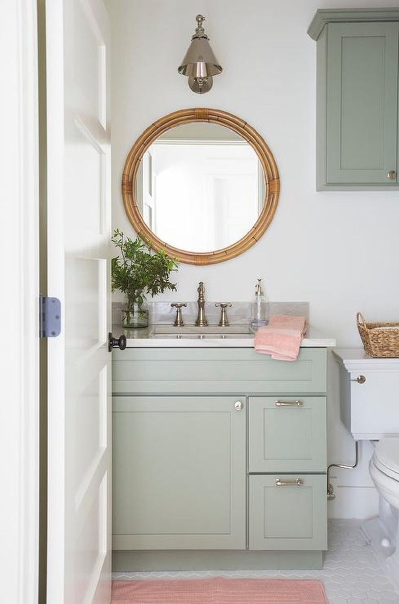 mint green and blush pink bathroom