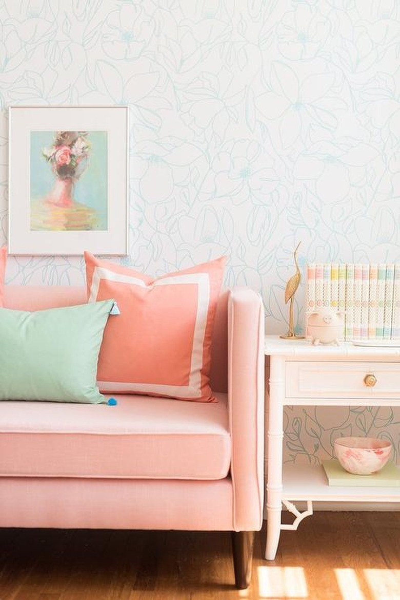 mint green and peach kids room