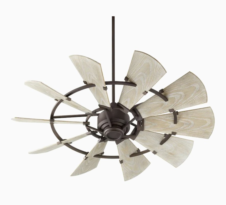 White and Oiled Bronze Windmill Ceiling Fan