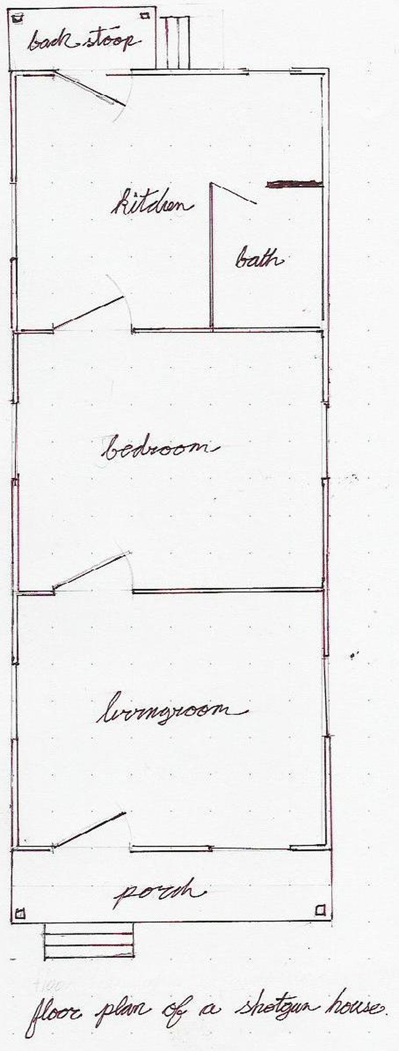 Traditional shotgun house floor plan