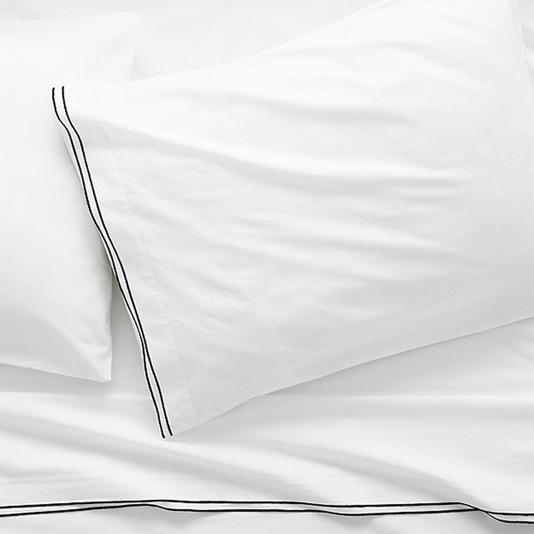 CB2 Black Stitch King Sheet Set and Two King Pillowcases