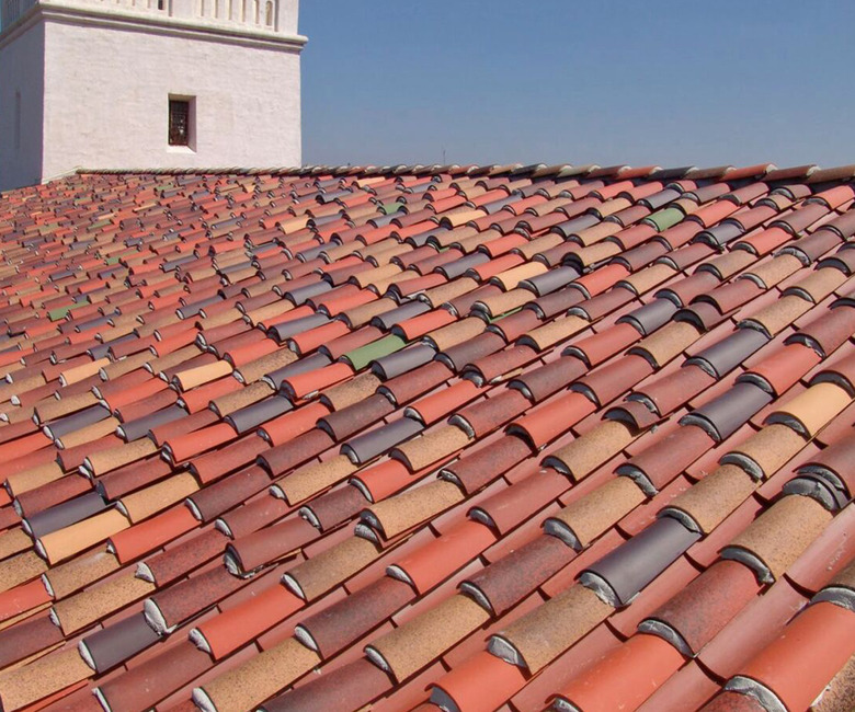 Mission tile roof.