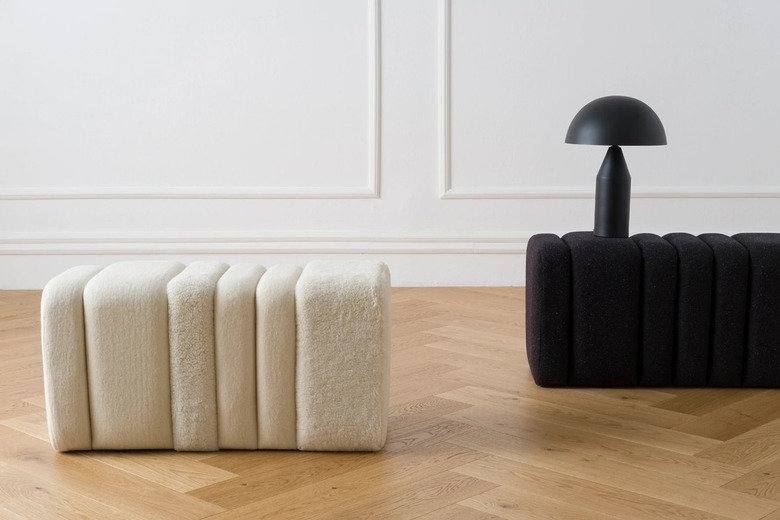 black and white poufs