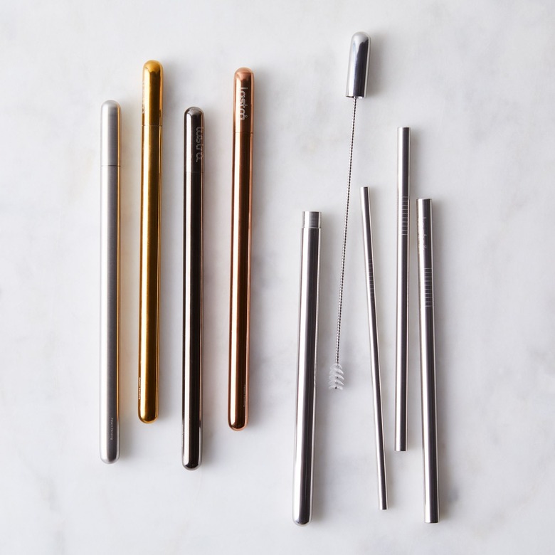 metallic resuable straw set