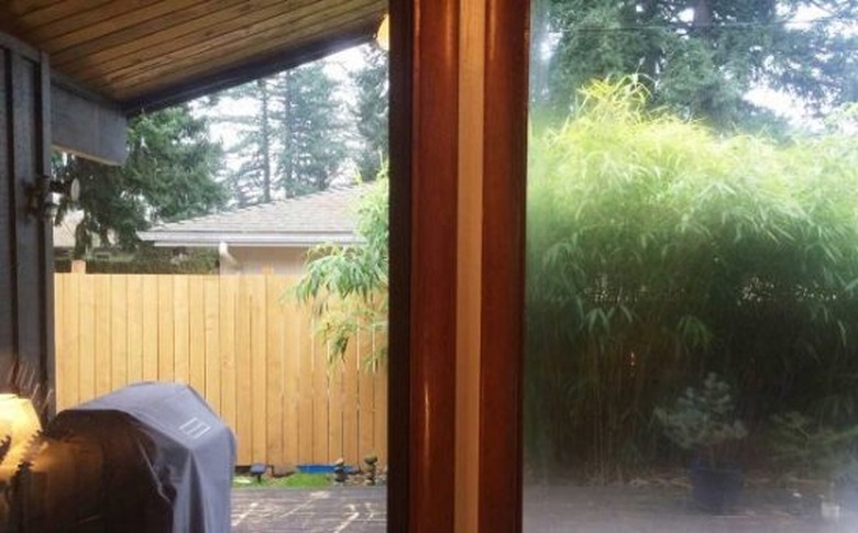 Cloudy window glass.