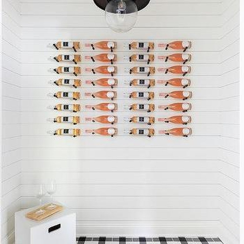 Aesthetically-pleasing wine collection on vertical racks