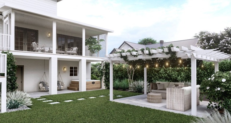 Backyard with covered patio