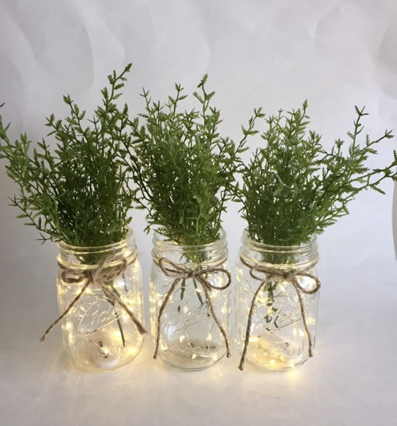 Rustic Lit Mason Jars