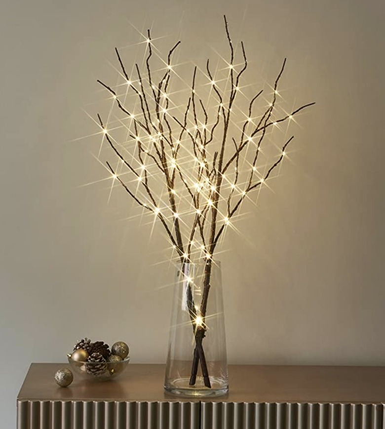 Lighted Brown Willow Branches