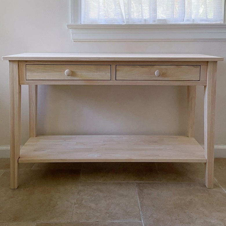 New wood table with unfinished surface