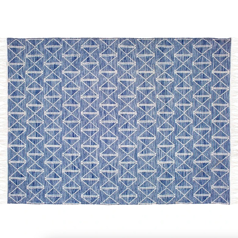 A blue and white rug